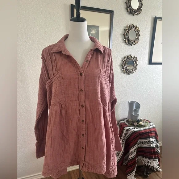 Free People Dusty Rose The Voyager Shirtdress - Picture 2 of 7